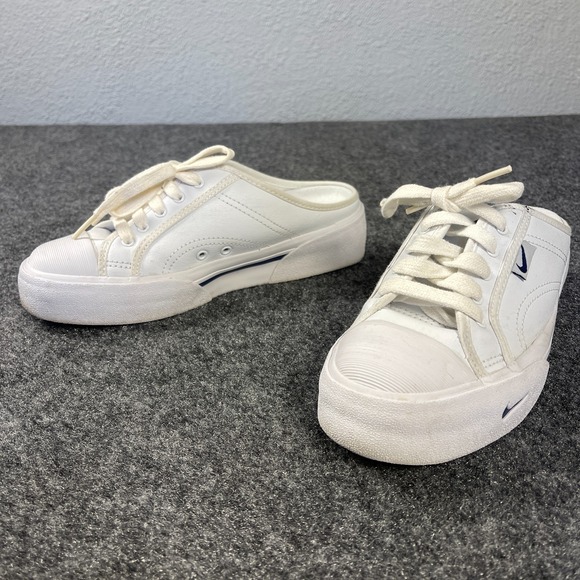 Nike Shoes - Vintage Nike Womens Leather Mules 6.5 White Slip On Sneakers Casual Shoes Y2K